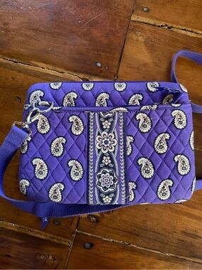 Vera Bradley Purple Quilted Paisley Crossbody Laptop Bag